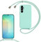 SLWYF Funda Silicona Líquida con Cuerda para Samsung Galaxy A56, Carcasa Suave Silicona Case con Correa Colgante Ajustable Collar Correa de Cuello Cadena Cordón- Menta Verde
