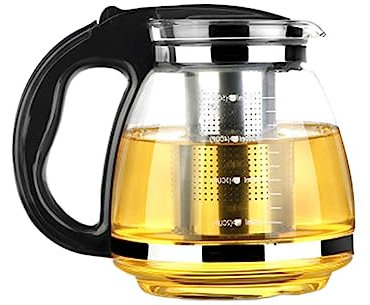 PAMINGONO Haushaltsteekanne Mit Edelstahlgriff Hitzebeständig Mit Siebeinsatz Für Tee Zubereitung Rutschfester Boden Entlüftung Deckel Für Tee Und Kaffee