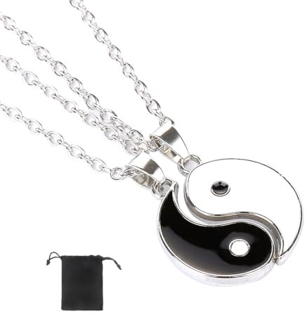 COYUN 2 Stück Yin Yang Paar Halskette Taichi BFF Kette FreundschCOtsketten Partner Schmuck ketten für beste Freunde,Liebhaber und Couple Geschenke(Silber)