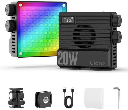 ULANZI L090 RGB Video Light, Pocket LED On-Camera Video Light, Built-in 5000mAh Rechargeable Battery, 360 Full Color 20 Light Effects, CRI≥95 2500-9000K for Photography Vlogging