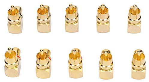 Yctze Adaptador Cinch ECK Metal 10 Uds Adaptador de ángulo Recto Macho a Hembra Cobre Chapado en Oro 90 Grados Tipo L Conector Haakse