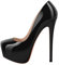Meinabsatz Damen Klassische Plateau High Heels Slip on Pumps Pfennigabsatz Stöckelschuhe Lackleder Schwarz 44 EU