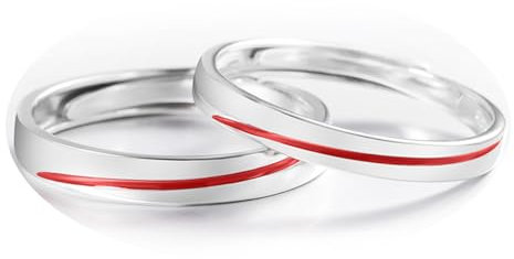 Calefee Anelli Filo Rosso del Destino, Anello con Incisione Personalizzata Regolabili Argento 925 Anello a Fascia Argento con Smalto Rosso