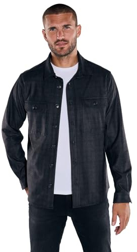 emilio adani Herren Herren Overshirt Gemustert, Anthrazit, 38128, Anthrazit in Größe M