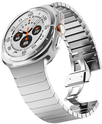 KADES Compatibile con Samsung Galaxy Watch Ultra, 24 mm, design largo, cinturino in metallo per Galaxy Watch Ultra 47 mm, argento