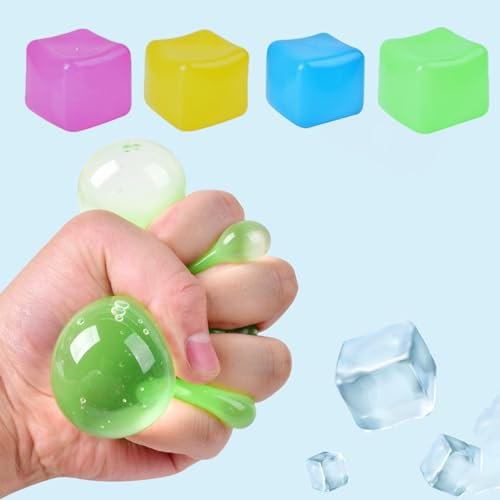 Eiswürfel-Zappelspielzeug, quadratische Würfelform mit 20 ml Füllung, Eiswürfel-Quetsch-Zappelspielzeug, Quetschwürfel, sensorisches Spielzeug, schöner Stresswürfel, Eiswürfel (Blau)