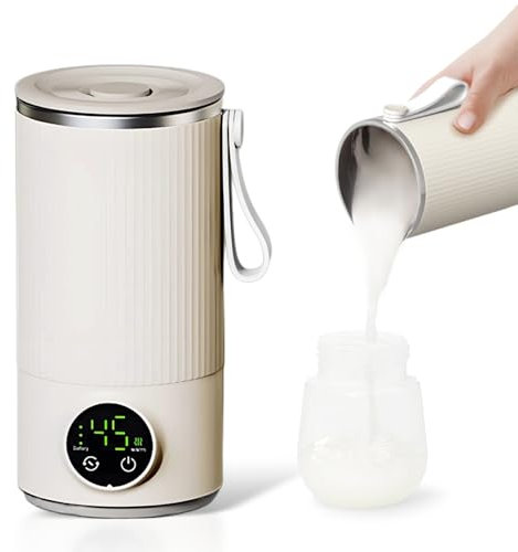 400 ml Chauffe Biberon Nomade, chauffe-biberon de voyage rechargeable par USB avec batterie de 6000 mAh, agitateur intégré, température réglable, chauffage rapide pour le lait maternel, le café