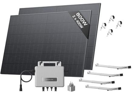 EcoFlow STREAM Fotovoltaico da balcone, 600W microinverter grid tie, 2x400W pannelli solari FV+2*Supporto-Balcone con ringhiera, controllo Wi-Fi/app per balconi con ringhiera