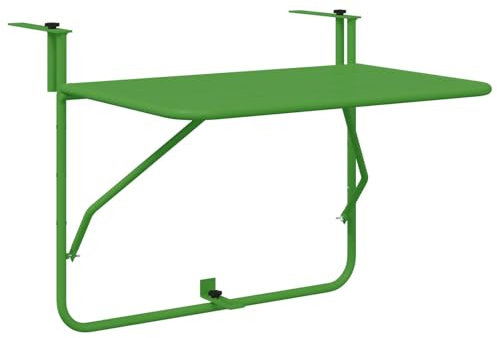 vidaXL Mesa Colgante Verde para Exterior de - 60 x 39.5 cm - Montada en la Pared - Altura Ajustable - Plegable - Diseño de Acero - Ideal para Balcones - Estilo contemporáneo cenas y