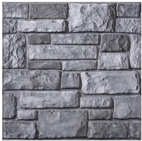 Commomy 3D Wandpaneele Selbstklebend Wandverkleidung Selbstklebend Steinoptik, 10 Stück, 30x30cm, PVC Wandpaneele Steintapete Tapete 3D Wall Panels