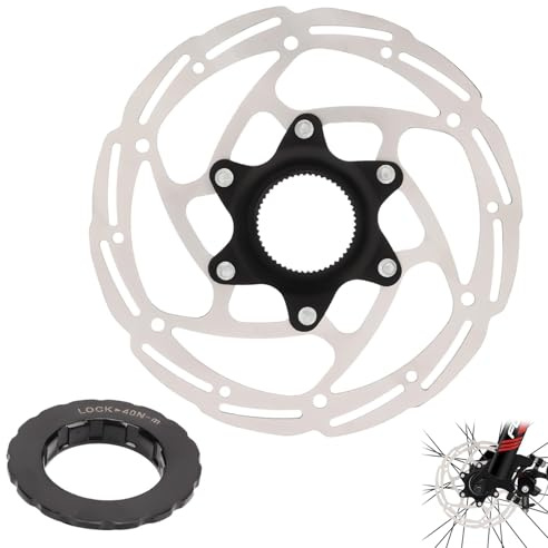 160mm Disc Brake Rotor Bike Disc Brake Rotors Centre Lock Disc Brake Rotor with Center Lock Cover 26.8mm/1.06in Inside Diameter 44mm/1.73in Outer Diameter for Most Bikes Road Mountain Bike