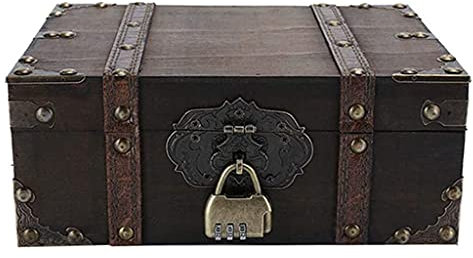 YIZITU Retro-Holz-Schatzkiste, Schmuckaufbewahrung für Koffer, antike, dekorative Aufbewahrungsboxen, Weinschrank-Dekoration