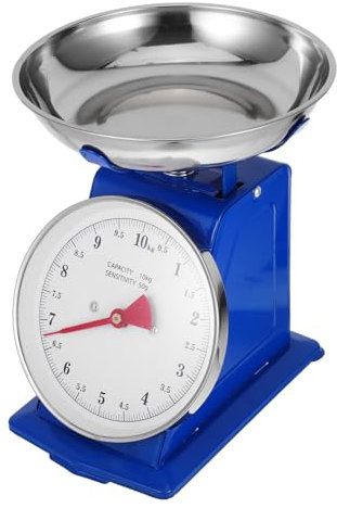 COLLBATH 10kg Balance De Cuisine Mécanique Vintage Avec Plateau Amovible Acier Inoxydable Affichage Et Ajustable Pour Pesée Précise Décoration Rétro Pour Cuisson Pâtisserie Viande