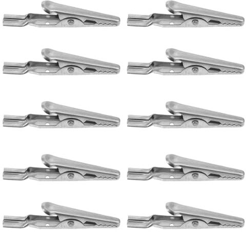 NUOBESTY Stainless Steel Crocodile Clips 10 Pack Fast Testing Clips for Electrical Testing Temporary Wiring and Lab Work 1.97 in Spring Clamps