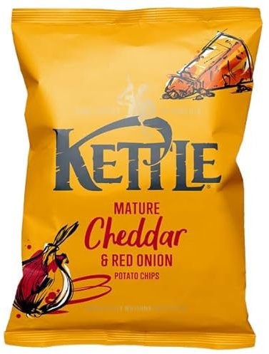 Kettle Crisps Hand Cooked Crunchy Potato Chips 40g (36 Bags x 40g, Mature Cheddar & Onion)