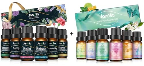 Janolia Ätherische Öle für Diffuser, Reines Natürliche Duftöl Set, Naturrein Duftöle für Luftbefeuchter, Pur Essential Oils für Zuhause Büro Spa, Ideal Aroma Ätherische Öle Set