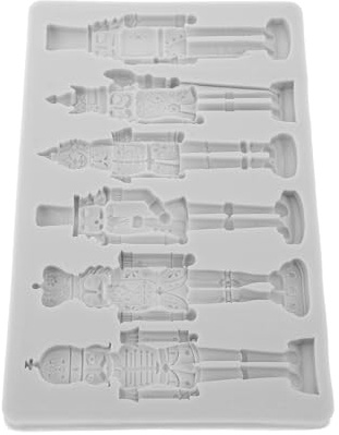 Garneck Moule en Silicone Casse-noisette Soldat Réutilisable 3d Antiadhésif Gris Clair, Moule à Chocolat de Noël et Résine pour Décoration Festive, Compatible Lave-vaisselle, Loisirs