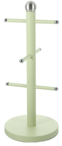 VALICLUD Mug Tree Coffee Cup Holder with Sturdy Iron Frame Practical Tea Cup Storage Stand for Kitchen Countertop in Light Green