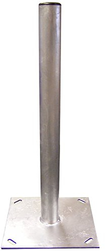 Loops 2' x 2” Satellite Mast Ground/Patio Base Plate Mount–Galvanised Pole Stand Aerial Dish – Heavy-Duty Bracket – Camping/Patio
