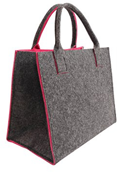 CB Home & Style Filztasche Einkaufstasche Tasche Shopper ca. 35 x 20 x 28 cm (Anthrazit-Pink)