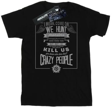 Supernatural Men's Crazy People T-Shirt XX-Large Black