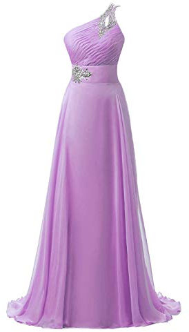 Zorayi Vestido de noche elegante de gasa con un solo hombro para mujer, Lila, 46