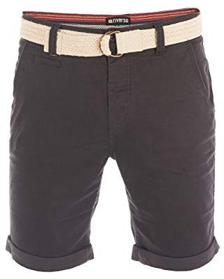 riverso Kurze Hosen Herren Sommer Chino Shorts mit Gürtel Regular Fit RIVHenry Bermuda Stretch, Größe:W 31, Farbe:Anthracite Grey (23400)