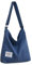 Covelin Damen Retro, Größe L, Canvas Schultertasche Hobo Crossbody Handtasche Casual Tote, Grau Blau