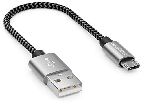 deleyCON 0,15m Cavo Micro USB in Nylon Cavo di Ricarica Cavi Dati Spina in Metallo Carica e Sincronizzazione Telefono Cellulare Smartphone Tablet