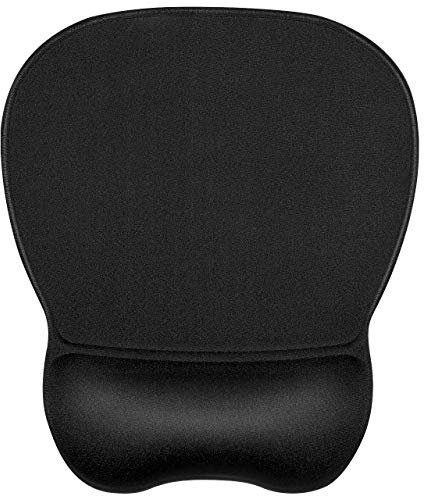 JIKIOU Mouse Pad with Comfortable Gel Wrist Support, Black Anti-slip Comfort Mouse Mat Mousepad with Wrist Rest Black
