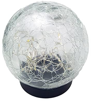 Solarlampen für außen warmweiß & wetterfest, 20 LED, Solarleuchte Garten, Solar-Laterne draußen, Solar-Lampions, Gartenleuchte solar, Solarlichterkette im Glas, Solarlampe Kugel in Bruchglas-Optik