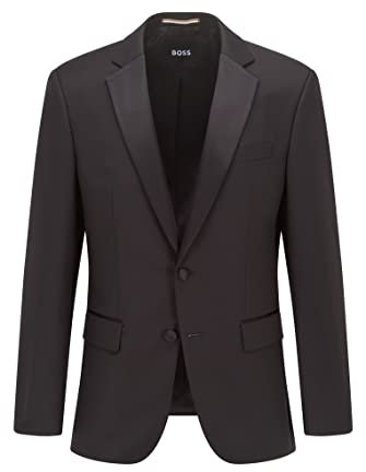 BOSS Herren H-Huge-Tux-N-B1 Slim-Fit Smoking-Jackett aus Schurwoll-Serge Schwarz 58
