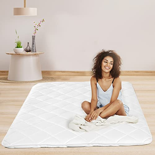 Goliber Traditionelles Japanisch Floor Mattress Futon Bett (Shikibuton) - Bezug aus 100% Baumwolle – Hochwertiges Rautenmuster (Queen 160 x 210 cm)