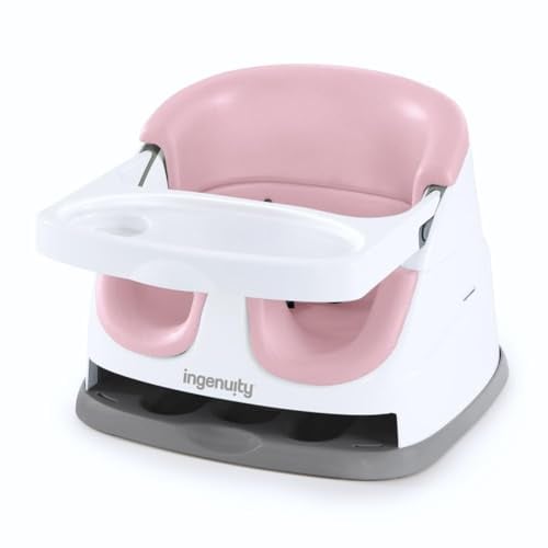 Ingenuity 2 in 1 Sitzerhöhung Stuhl, Babysitzerhöhung & Kleinkindersitz mit abnehmbaren Tablett, Essen & Fütterung Sitz für Kleinkinder, leicht zu reinigen, ideal für unterwegs, Peony, ab 6 Monaten