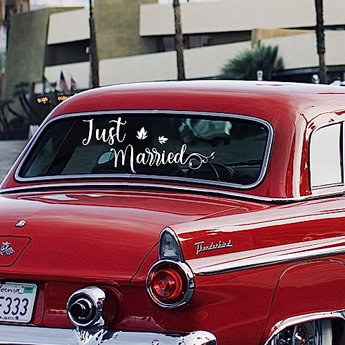 Just Married Autoaufkleber, Hochzeitsauto Dekoration Autodekoration Hochzeit Auto Deko für Flitterwochen, Hochzeit (Style2)