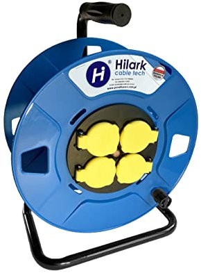 HILARK Standard S Empty Cable Reel Empty Drum with Plugs, One Extension Drum (15 m, Black, Blue)
