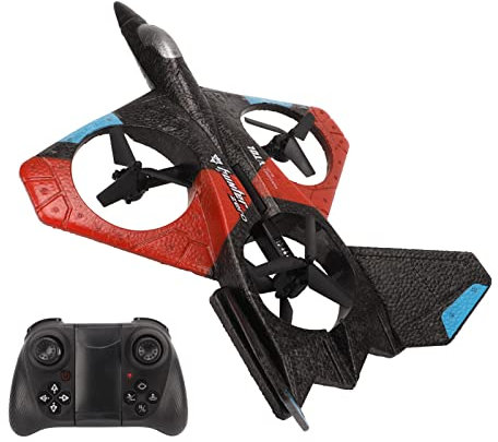 Keenso Remote Control Glider, RC Airplane 4k HD Camera EPP Foam Fixed Height Hover 4 Engine Turbofan Cool Lights for Garden for Adult (Triple Battery)