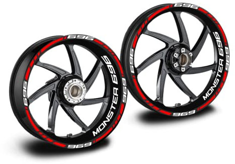 Adesivi moto compatibili per cerchi ducati monster 696 rossi bianchi (bianco)
