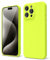 oakxco for iPhone 15 Pro Max Phone Case Liquid Silicone, Neon Bright Solid Color, Thin Slim Soft Rubber Gel Matte TPU Plain Simple Cover for Women Girl Cute, Neon Green