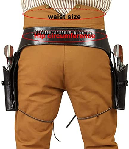 SIULAS Vintage PU Leder Doppel Pistole Revolver Gürtel Holster, alte Wild West Cowboy Gunfighter Pistolenhalter für Männer,Schwarz