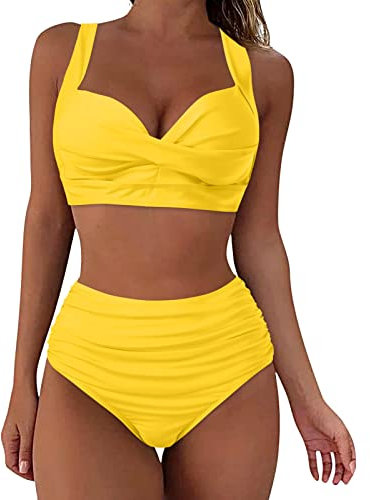 Badeanzug Damen Bauch - Damen-Bikini Mit Hoher Taille Sexy Push-Up Zweiteilige BadeanzüGe Vintage-Badeanzug Zweiteiliges Retro-Bikini-Set Mit Hoher Taille Und Hohem Bund Armbanduhr Mit Stoppuhr