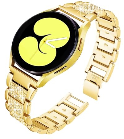 LKQASD Diamantarmband kompatibel mit Galaxy Watch 6/4/Classic/5/pro/Active 2 40 mm 44 mm 20 22 mm Metallgliederarmband kompatibel mit GT 2e-3-pro Band (Color : Gold 05, Size : Galaxy4 46mm)