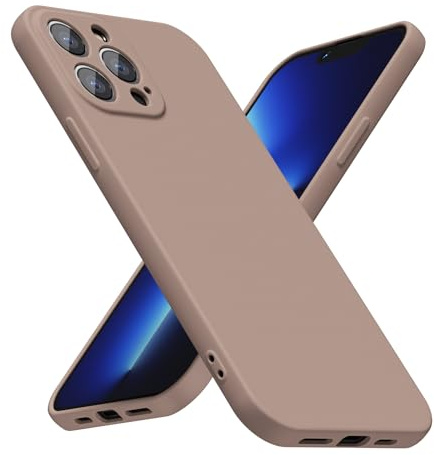 LoeoeL for iPhone 13 Pro Max Phone Case Silicone, Minimalist Ultra Thin Slim Soft Rubber Gel Solid Color Matte TPU Cute Case for Women Men, Girly Plain Aesthetic Design & Camera Cover, Brown Fall