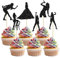 Gyufise 24Pcs Music Singer Cupcake Toppers Glitter Popular Singer Cupcake Picks for Love Legand 1989 Music Lover's Concert Theme Birthday Party Cake Decorations Supplies Black