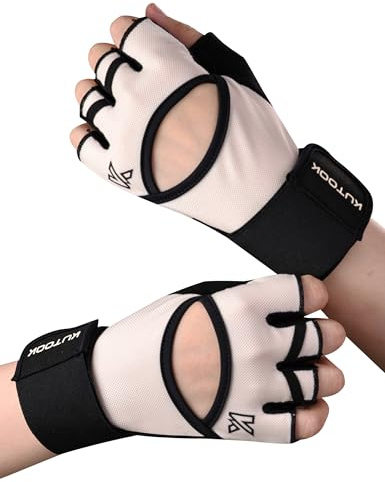 KUTOOK Ruderhandschuhe Fitness Calisthenics Handschuhe Krafttraining Bodybuilding mit Handgelenkschutz Trainingshandschuhe Herren Damen Stoßdämpfend mit Palm Pad für Crossfit blassrosa L
