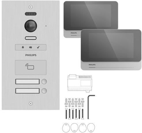 PHILIPS Video Türsprechanlage 2-Familienhaus, 2X 7 Zoll, RFID, 2-Draht-Bus