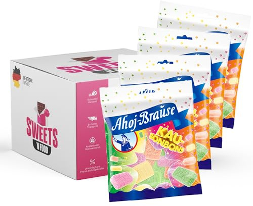 Ahoj-Brause Variationen im Set | 4x150g bis 5x150g | Fruchtgummi Ringe, Kaubonbons, Bonbons, Cola Mix, Fritten | Ahoj Klassiker (Kaubonbons 4x150g)
