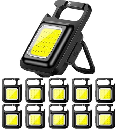 COB Schlüsselanhänger-Arbeitsleuchte, multifunktional, tragbar, Mini-LED-Taschenlampe, hohe Lumen, wiederaufladbare Taschenlampen mit 4 Modi, LED-Blitzlicht, Notfalllicht mit klappbarer Halterung,