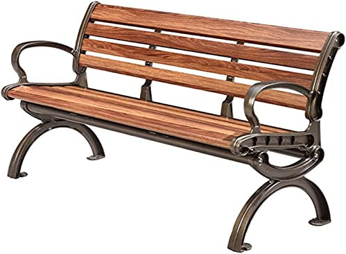 Gartenbänke, Parkbank, Terrasse, Gartenbank, Hinterhofbänke, Parkbank im Freien, 3-Sitzer-Stuhl mit korrosionsbeständigem Aluminiumgussrahmen, Carbon-Stuhl, Lattenrost-Gartenbank (Farbe: Braun) (Brau