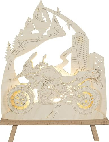 Rudolphs Schatzkiste Lichterspitze Motorradfreund elektrisch beleuchtet inkl. einem LED-Leuchtmittel, warmweiß BxHxT 30x41x6cm NEU Schwibbogen Mieze Leuchterbogen Lichterbogen Fensterbogen Spitzbogen